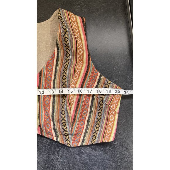 Earthbound Trading Co Striped Boho Cropped Cotton Western Vest Women’s  XLarge - Picture 4 of 5